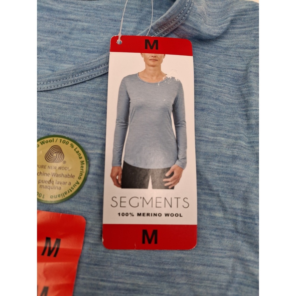 Seg'ments Womens 100% Merino Wool Long Sleeve Top Blue Melange 1404722 Medium - Picture 2 of 4